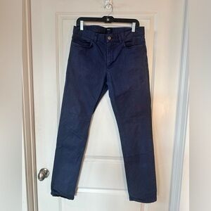 Theory Haydin Straight Leg Slim Fit Blue Cotton Designer Jeans, Size 33